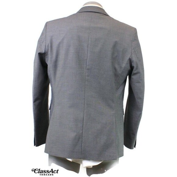 H&M 2 Piece Suit Mens Regular Fit Gray Polyester Blend 42R Flat Fronts 36" Waist - Picture 8 of 10